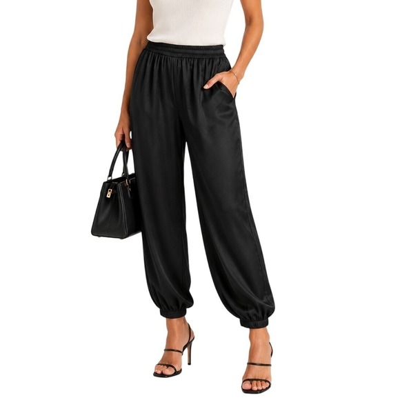 Nation LTD Pants - Nation LTD Women's Elastic Waist‎ Lounge Balloon Leg Jogger Pants Black Sz Small